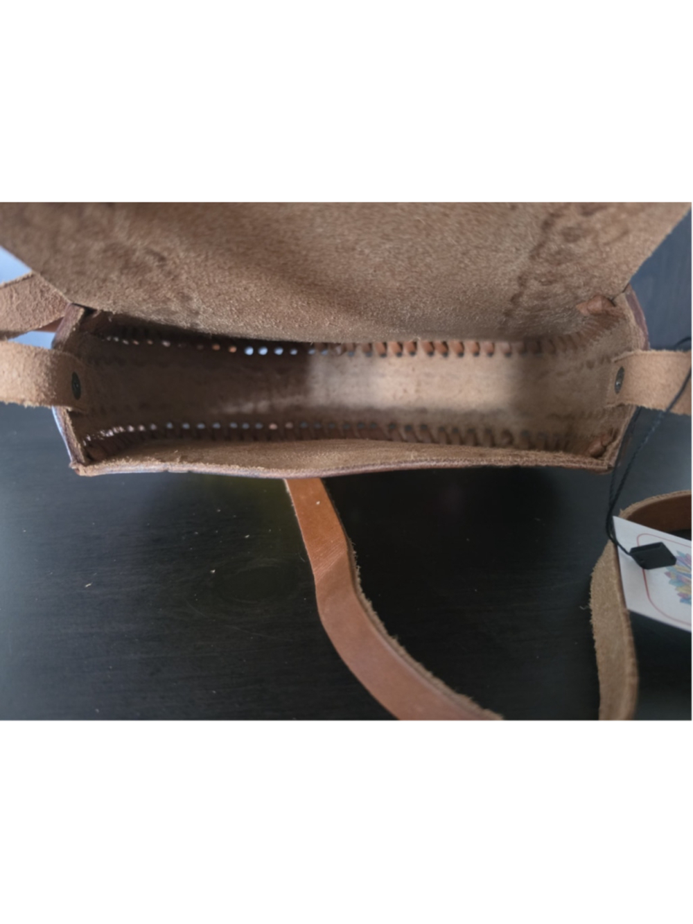 Butterfly Sunflower Brown Embossed Tooled Artisan LEATHER Crossbody Purse Bag - Picture 12 of 16